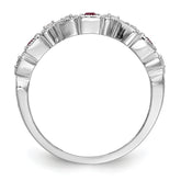 14k White Gold Heart Design 1/10 carat Diamond and Ruby Complete Band